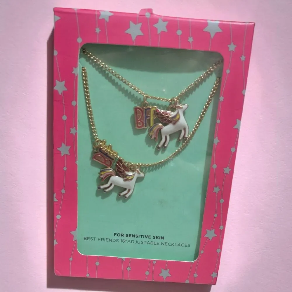 Best Friends Unicorn Necklace Set BFF Matching Jewelry Kids Gift Adjustable 16”